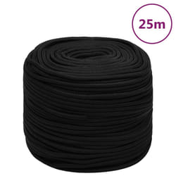 vidaXL Braided Boat Rope Polyester Sturdy Yacht Cable Black/White Multi Sizes - black, 10 mm/ 25 m