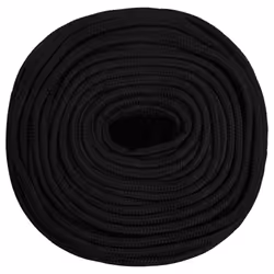 vidaXL Braided Boat Rope Polyester Sturdy Yacht Cable Black/White Multi Sizes - black, 10 mm/ 25 m