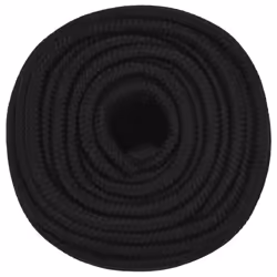 vidaXL Braided Boat Rope Polyester Sturdy Yacht Cable Black/White Multi Sizes - black, 12 mm/ 25 m - Additional view 2