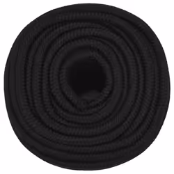 vidaXL Braided Boat Rope Polyester Sturdy Yacht Cable Black/White Multi Sizes - black, 12 mm/ 100 m - Additional view 2
