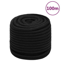 vidaXL Braided Boat Rope Polyester Sturdy Yacht Cable Black/White Multi Sizes - black, 16 mm/ 100 m