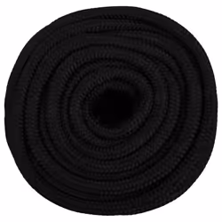 vidaXL Braided Boat Rope Polyester Sturdy Yacht Cable Black/White Multi Sizes - black, 16 mm/ 100 m