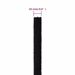 vidaXL Braided Boat Rope Polyester Sturdy Yacht Cable Black/White Multi Sizes - black, 16 mm/ 100 m