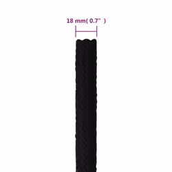 vidaXL Braided Boat Rope Polyester Sturdy Yacht Cable Black/White Multi Sizes - black, 18 mm/ 25 m - Additional view 3