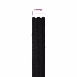 vidaXL Braided Boat Rope Polyester Sturdy Yacht Cable Black/White Multi Sizes - black, 25 mm/ 50 m - Additional view 3