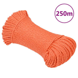vidaXL Twisted Rope Garden Workshop Line Work Rope Boat Rope Polypropylene - orange, 8 mm/ 250 m