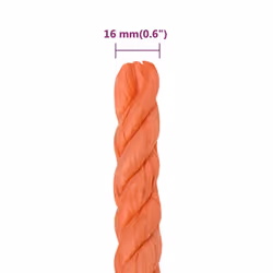 vidaXL Twisted Rope Garden Workshop Line Work Rope Boat Rope Polypropylene - orange, 16 mm/ 50 m - Additional view 3
