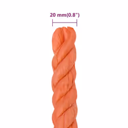 vidaXL Twisted Rope Garden Workshop Line Work Rope Boat Rope Polypropylene - orange, 20 mm/ 100 m - Additional view 3