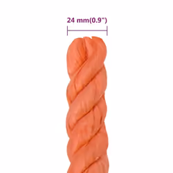 vidaXL Twisted Rope Garden Workshop Line Work Rope Boat Rope Polypropylene - orange, 24 mm/ 100 m - Additional view 5