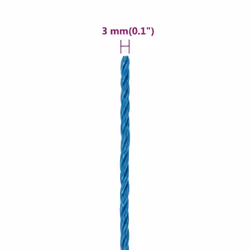 vidaXL Twisted Rope Garden Workshop Line Work Rope Boat Rope Polypropylene - blue, 3 mm/ 500 m