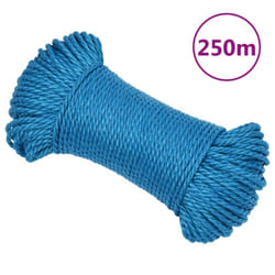 vidaXL Twisted Rope Garden Workshop Line Work Rope Boat Rope Polypropylene - blue, 6 mm/ 250 m