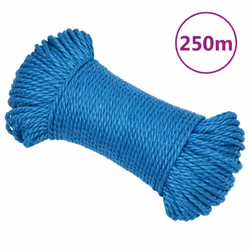 vidaXL Twisted Rope Garden Workshop Line Work Rope Boat Rope Polypropylene - blue, 8 mm/ 250 m