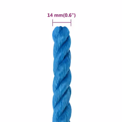vidaXL Twisted Rope Garden Workshop Line Work Rope Boat Rope Polypropylene - blue, 14 mm/ 50 m - Additional view 5