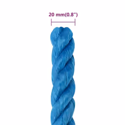 vidaXL Twisted Rope Garden Workshop Line Work Rope Boat Rope Polypropylene - blue, 20 mm/ 50 m - Additional view 5