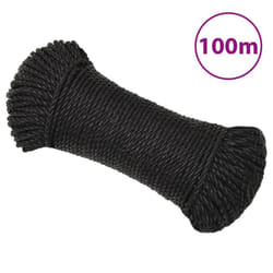 vidaXL Twisted Rope Garden Workshop Line Work Rope Boat Rope Polypropylene - black, 3 mm/ 100 m