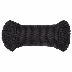 vidaXL Twisted Rope Garden Workshop Line Work Rope Boat Rope Polypropylene - black, 3 mm/ 100 m