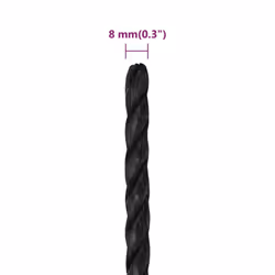 vidaXL Twisted Rope Garden Workshop Line Work Rope Boat Rope Polypropylene - black, 8 mm/ 250 m