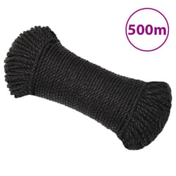 vidaXL Twisted Rope Garden Workshop Line Work Rope Boat Rope Polypropylene - black, 8 mm/ 500 m