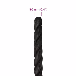 vidaXL Twisted Rope Garden Workshop Line Work Rope Boat Rope Polypropylene - black, 10 mm/ 250 m - Additional view 5