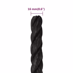 vidaXL Twisted Rope Garden Workshop Line Work Rope Boat Rope Polypropylene - black, 16 mm/ 100 m - Additional view 3