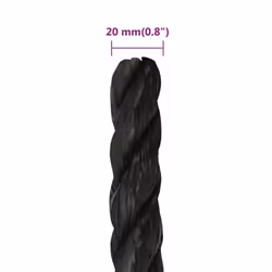 vidaXL Twisted Rope Garden Workshop Line Work Rope Boat Rope Polypropylene - black, 20 mm/ 100 m