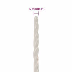 vidaXL Twisted Rope Garden Workshop Line Work Rope Boat Rope Polypropylene - white, 6 mm/ 100 m - Additional view 3