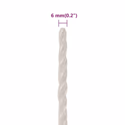 vidaXL Twisted Rope Garden Workshop Line Work Rope Boat Rope Polypropylene - white, 6 mm/ 250 m - Additional view 5