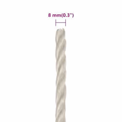 vidaXL Twisted Rope Garden Workshop Line Work Rope Boat Rope Polypropylene - white, 8 mm/ 250 m - Additional view 5