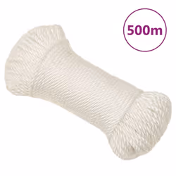 vidaXL Twisted Rope Garden Workshop Line Work Rope Boat Rope Polypropylene - white, 8 mm/ 500 m