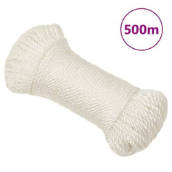 vidaXL Twisted Rope Garden Workshop Line Work Rope Boat Rope Polypropylene - white, 8 mm/ 500 m