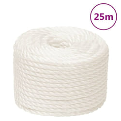 vidaXL Twisted Rope Garden Workshop Line Work Rope Boat Rope Polypropylene - white, 10 mm/ 25 m