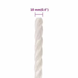 vidaXL Twisted Rope Garden Workshop Line Work Rope Boat Rope Polypropylene - white, 10 mm/ 25 m