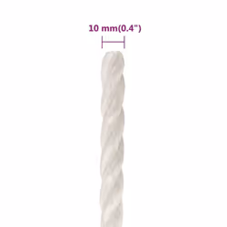 vidaXL Twisted Rope Garden Workshop Line Work Rope Boat Rope Polypropylene - white, 10 mm/ 100 m - Additional view 5