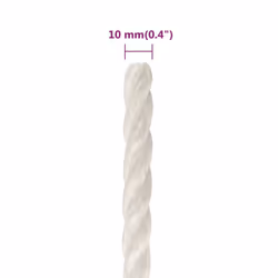 vidaXL Twisted Rope Garden Workshop Line Work Rope Boat Rope Polypropylene - white, 10 mm/ 500 m