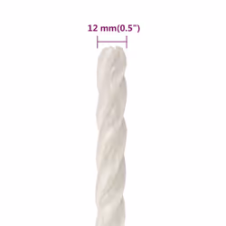 vidaXL Twisted Rope Garden Workshop Line Work Rope Boat Rope Polypropylene - white, 12 mm/ 25 m - Additional view 5