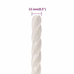 vidaXL Twisted Rope Garden Workshop Line Work Rope Boat Rope Polypropylene - white, 12 mm/ 100 m - Additional view 5