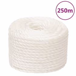 vidaXL Twisted Rope Garden Workshop Line Work Rope Boat Rope Polypropylene - white, 12 mm/ 250 m
