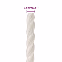 vidaXL Twisted Rope Garden Workshop Line Work Rope Boat Rope Polypropylene - white, 12 mm/ 500 m