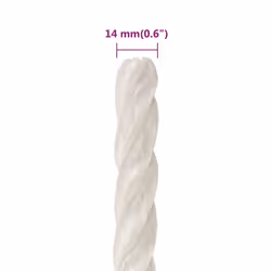 vidaXL Twisted Rope Garden Workshop Line Work Rope Boat Rope Polypropylene - white, 14 mm/ 50 m - Additional view 5