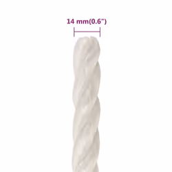 vidaXL Twisted Rope Garden Workshop Line Work Rope Boat Rope Polypropylene - white, 14 mm/ 100 m - Additional view 3