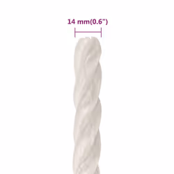 vidaXL Twisted Rope Garden Workshop Line Work Rope Boat Rope Polypropylene - white, 14 mm/ 250 m - Additional view 3
