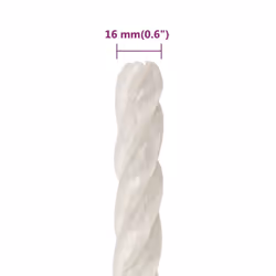 vidaXL Twisted Rope Garden Workshop Line Work Rope Boat Rope Polypropylene - white, 16 mm/ 25 m - Additional view 3