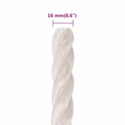 vidaXL Twisted Rope Garden Workshop Line Work Rope Boat Rope Polypropylene - white, 16 mm/ 100 m - Additional view 3