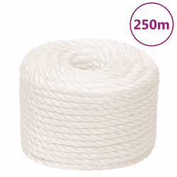 vidaXL Twisted Rope Garden Workshop Line Work Rope Boat Rope Polypropylene - white, 16 mm/ 250 m