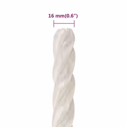 vidaXL Twisted Rope Garden Workshop Line Work Rope Boat Rope Polypropylene - white, 16 mm/ 250 m