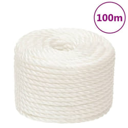 vidaXL Twisted Rope Garden Workshop Line Work Rope Boat Rope Polypropylene - white, 20 mm/ 100 m
