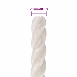 vidaXL Twisted Rope Garden Workshop Line Work Rope Boat Rope Polypropylene - white, 20 mm/ 100 m