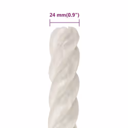 vidaXL Twisted Rope Garden Workshop Line Work Rope Boat Rope Polypropylene - white, 24 mm/ 50 m - Additional view 3