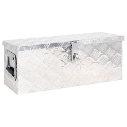 ) vidaXL Aluminium Box Trapezoid Storage Chest Trunk Organiser Toolbox Belt Box - Silver, 60 x 23.5 x 23 cm (L x W x H