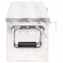 ) vidaXL Aluminium Box Trapezoid Storage Chest Trunk Organiser Toolbox Belt Box - Silver, 60 x 23.5 x 23 cm (L x W x H